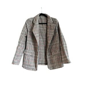 Plaid Blazer Women's Checkered Career Jacket Business Casual Work Coat